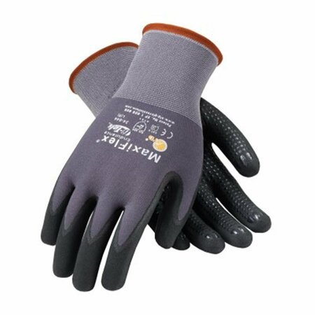 BOUTON 15G Gray Nylon Shell Black MicroFoam Nitrile Dot Glove Large 112-34-844/L